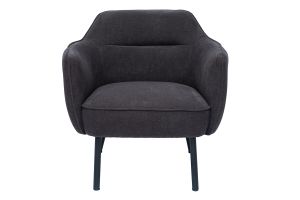 Fauteuil design en tissu effet velours gris foncé et métal noir LAURENS