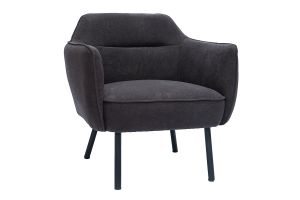 Fauteuil design en tissu effet velours gris foncé et métal noir LAURENS