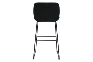 Tabourets de bar fixes en tissu velours noir pieds métal noir H65 (lot de 2) KAOLY