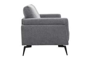 Canapé design 2 places en tissu effet velours texturé gris foncé et métal noir MOSCO