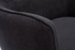 Fauteuil design en tissu effet velours gris foncé et métal noir LAURENS