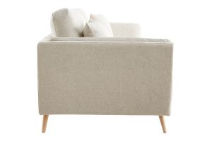Canapé scandinave 3 places en tissu beige naturel et bois clair VOGUE