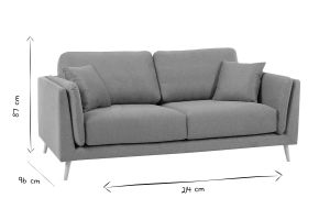 Canapé scandinave 3 places en tissu beige naturel et bois clair VOGUE
