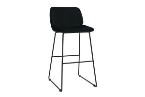 Tabourets de bar fixes en tissu velours noir pieds métal noir H65 (lot de 2) KAOLY