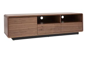 Meuble TV vintage en bois foncé noyer et métal noir L160 cm JAKO