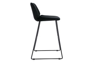 Tabourets de bar fixes en tissu velours noir pieds métal noir H65 (lot de 2) KAOLY