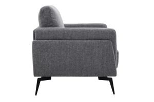 Fauteuil design en tissu effet velours texturé gris et métal noir MOSCO