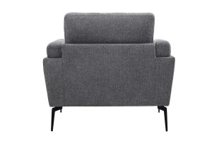 Fauteuil design en tissu effet velours texturé gris et métal noir MOSCO