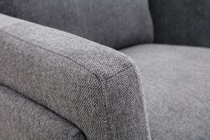 Fauteuil design en tissu effet velours texturé gris et métal noir MOSCO