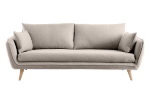 Canapé scandinave 3 places en tissu beige et bois clair CREEP