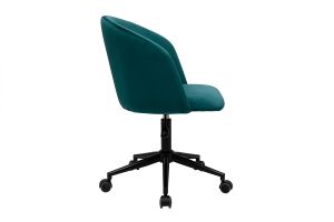 Chaise de bureau à roulettes en tissu velours bleu pétrole et métal noir VANITY