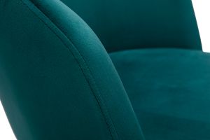 Chaise de bureau à roulettes en tissu velours bleu pétrole et métal noir VANITY