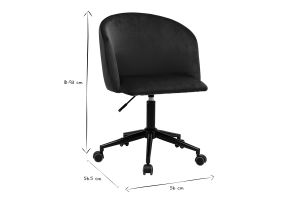 Chaise de bureau à roulettes en tissu velours bleu pétrole et métal noir VANITY