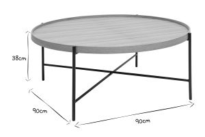 Table basse ronde bois clair et métal noir D90 cm BASSY