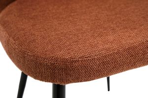 Chaises en tissu effet velours texturé terre brûlée et métal noir (lot de 2) MONTI