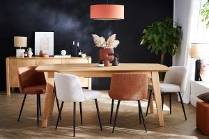Chaises en tissu effet velours texturé terre brûlée et métal noir (lot de 2) MONTI