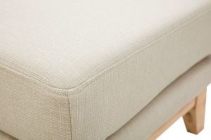 Pouf repose-pieds déhoussable scandinave en tissu beige et bois clair OSLO