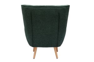 Fauteuil scandinave tissu effet velours texturé vert foncé et bois clair AVERY
