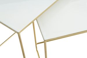 Tables basses gigognes rectangulaires design blanc et métal doré (lot de 2) WESS