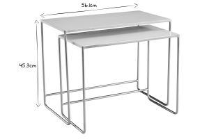 Tables basses gigognes rectangulaires design blanc et métal doré (lot de 2) WESS