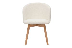 Chaises scandinaves en tissu effet laine bouclée blanc cassé et bois clair massif (lot de 2) VANITY