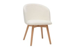 Chaises scandinaves en tissu effet laine bouclée blanc cassé et bois clair massif (lot de 2) VANITY