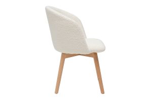 Chaises scandinaves en tissu effet laine bouclée blanc cassé et bois clair massif (lot de 2) VANITY