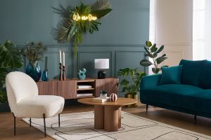 Table basse design bois foncé noyer L78 cm HOLLEN