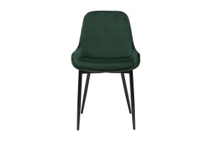 Chaises design en tissu velours vert foncé et métal noir (lot de 2) HOLO
