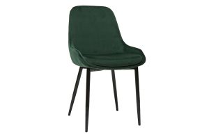 Chaises design en tissu velours vert foncé et métal noir (lot de 2) HOLO
