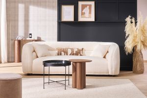 Table d'appoint design bois foncé noyer L44 cm HOLLEN