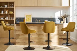 Tabourets de bar design réglables velours bronze (lot de 2) HOLO