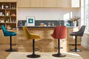 Tabourets de bar design réglables velours bronze (lot de 2) HOLO
