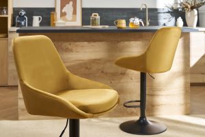 Tabourets de bar design réglables velours bronze (lot de 2) HOLO