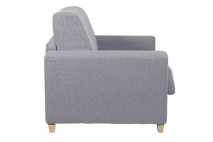 Canapé convertible en tissu gris clair et bois clair avec matelas 18 cm GRAHAM