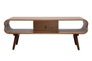 Meuble TV vintage en bois foncé avec rangements L132 cm TAKLA