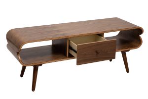 Meuble TV vintage en bois foncé avec rangements L132 cm TAKLA