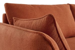 Canapé scandinave 3 places en tissu brique et bois clair CREEP