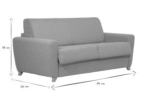 Canapé convertible en tissu gris clair et bois clair avec matelas 18 cm GRAHAM