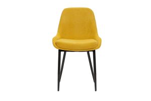 Chaises design en tissu effet velours jaune moutarde et métal noir (lot de 2) HOLO