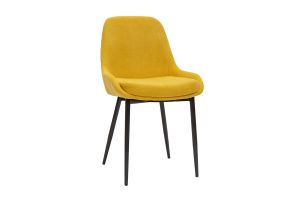 Chaises design en tissu effet velours jaune moutarde et métal noir (lot de 2) HOLO