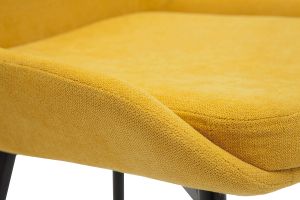 Chaises design en tissu effet velours jaune moutarde et métal noir (lot de 2) HOLO