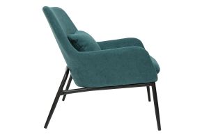 Fauteuil design en tissu effet velours bleu canard et métal noir MAXINE