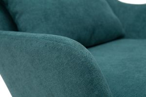 Fauteuil design en tissu effet velours bleu canard et métal noir MAXINE