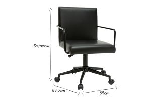 Chaise de bureau à roulettes noire FLOKI