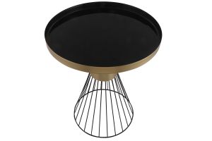 Table d'appoint ronde en acier laqué noir et doré D41 cm SPLEEN