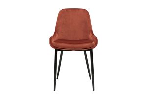 Chaises design en tissu velours rouge tomette et métal noir (lot de 2) HOLO