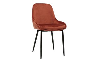 Chaises design en tissu velours rouge tomette et métal noir (lot de 2) HOLO