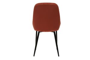 Chaises design en tissu velours rouge tomette et métal noir (lot de 2) HOLO