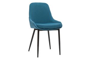 Chaises design en tissu bleu canard et métal noir (lot de 2) HOLO